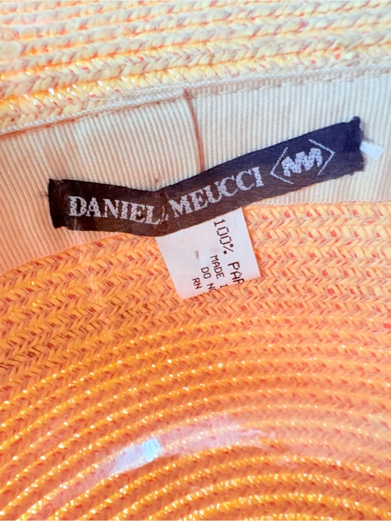 Daniele Meucci Italian Straw Sun Hat Tan Cream Green Bow Beach ?️ Made in Italy main image 4